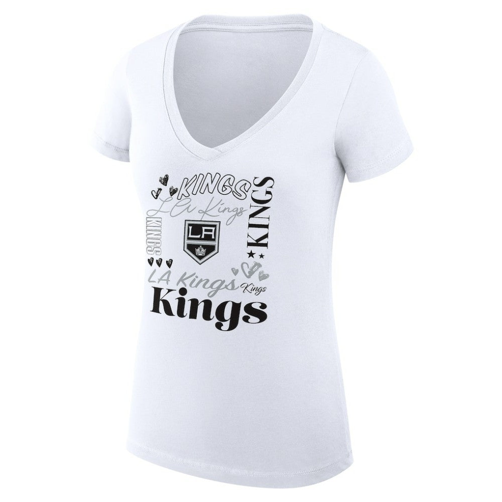 Los Angeles Kings G-III 4Her by Carl Banks Women's Super-Slim Fit Lightweight Collage Team Graphic T-Shirt White