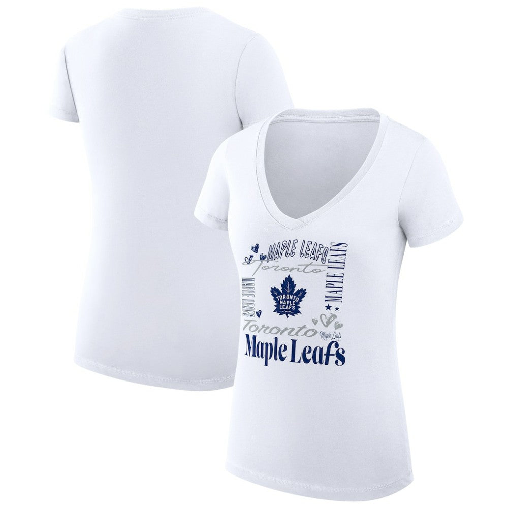 Toronto Maple Leafs G-III 4Her by Carl Banks Women's Super-Slim Fit Lightweight Collage Team Graphic T-Shirt White