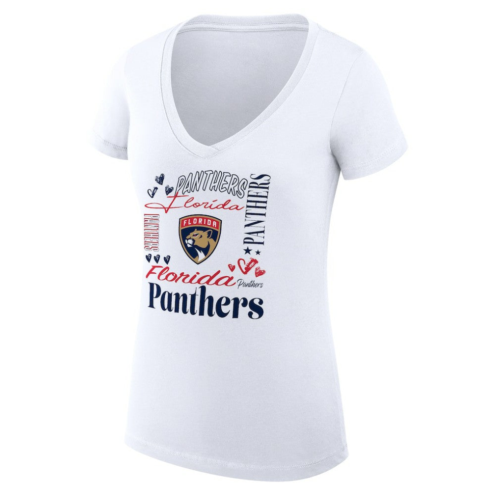 Florida Panthers G-III 4Her by Carl Banks Women's Super-Slim Fit Lightweight Collage Team Graphic T-Shirt White