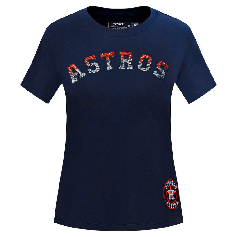 Houston Astros Pro Standard Women's Rhinestone Slim Fit T-Shirt Navy
