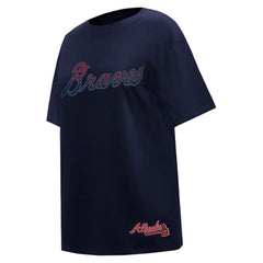Atlanta Braves Pro Standard Women's Rhinestone Slim Fit T-Shirt Navy