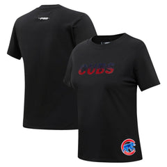 Chicago Cubs Pro Standard Women's Rhinestone Slim Fit T-Shirt Black