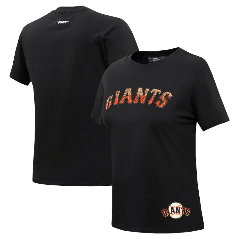 San Francisco Giants Pro Standard Women's Rhinestone Slim Fit T-Shirt Black