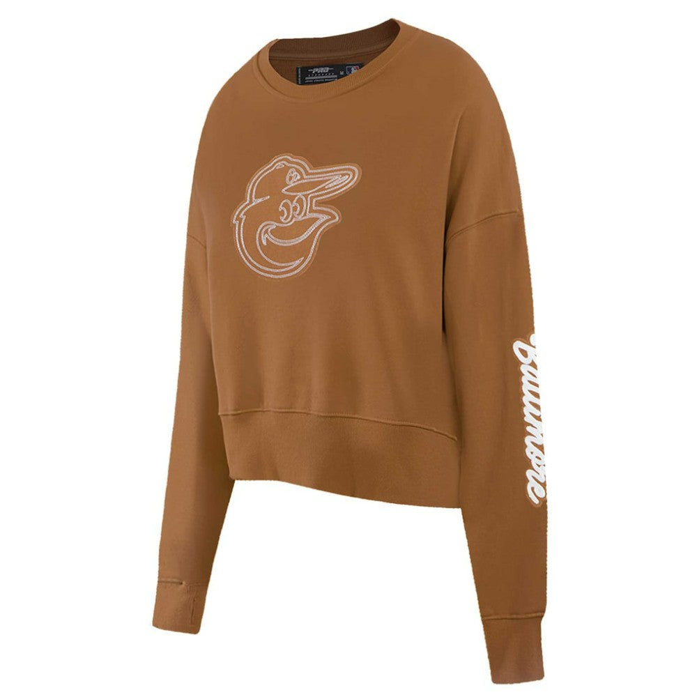 Baltimore Orioles Pro Standard Women's Paint The City Pullover Cropped Sweatshirt Brown