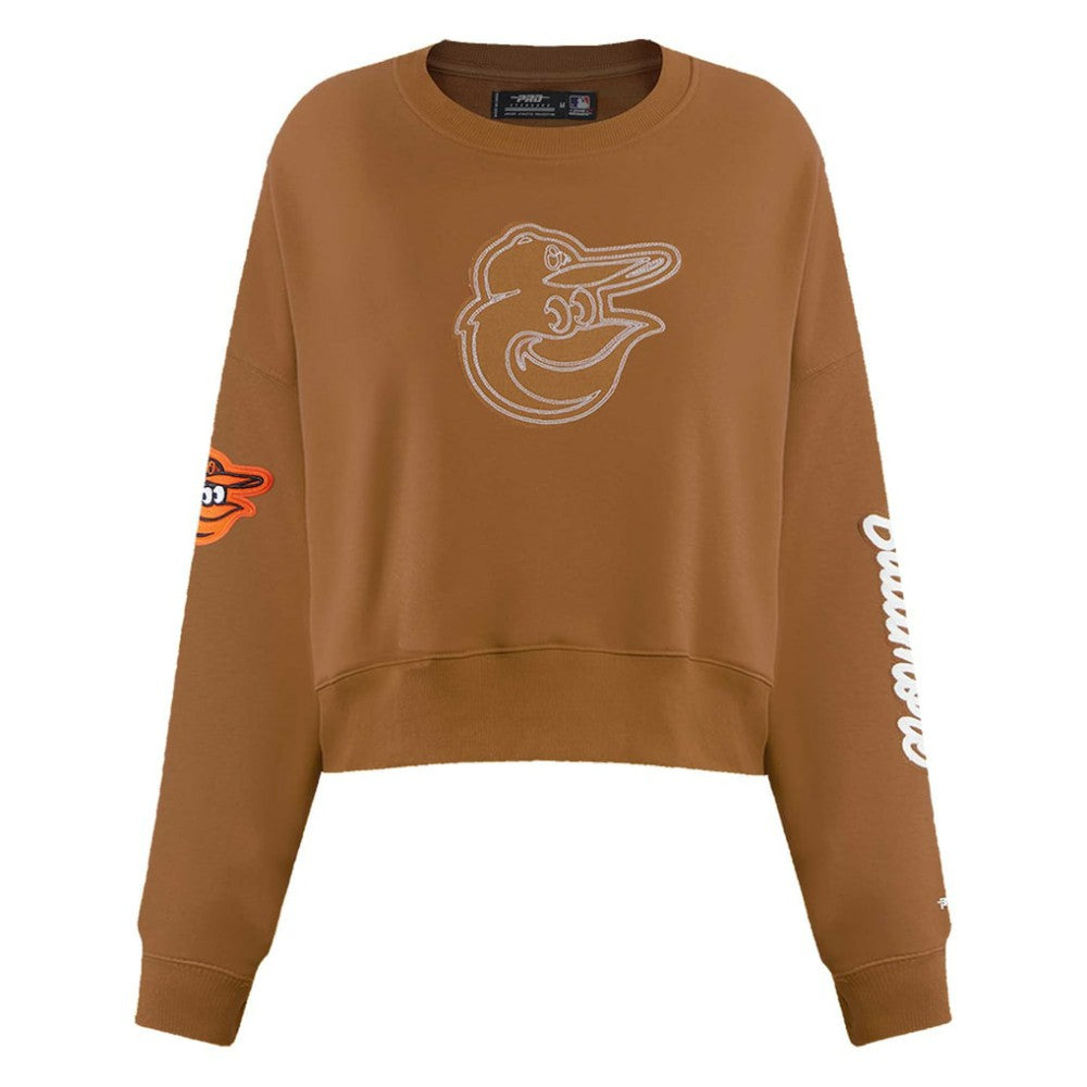 Baltimore Orioles Pro Standard Women's Paint The City Pullover Cropped Sweatshirt Brown