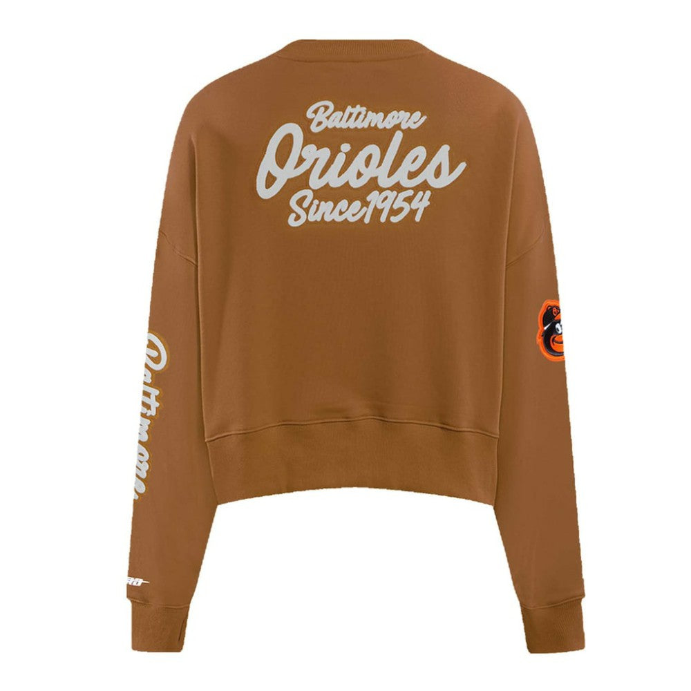 Baltimore Orioles Pro Standard Women's Paint The City Pullover Cropped Sweatshirt Brown