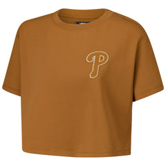 Philadelphia Phillies Pro Standard Women's Paint The City Cropped Boxy T-Shirt Brown