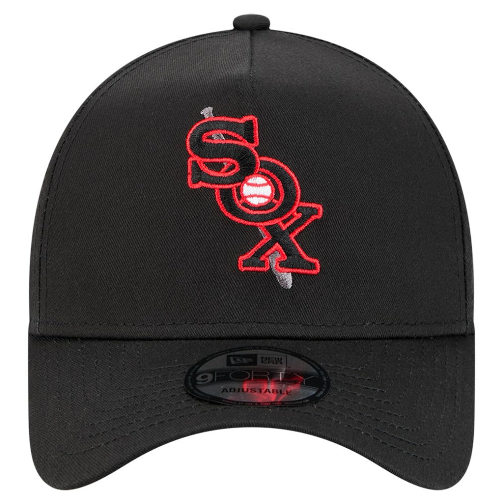 Chicago White Sox Tonal Pop 9FORTY A-Frame Adjustable Hat Black | New Era