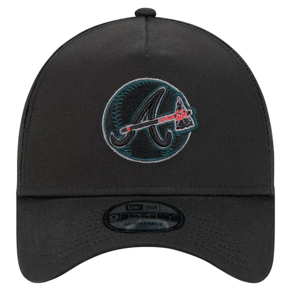 Atlanta Braves Tonal Pop 9FORTY A-Frame Adjustable Hat Black | New Era