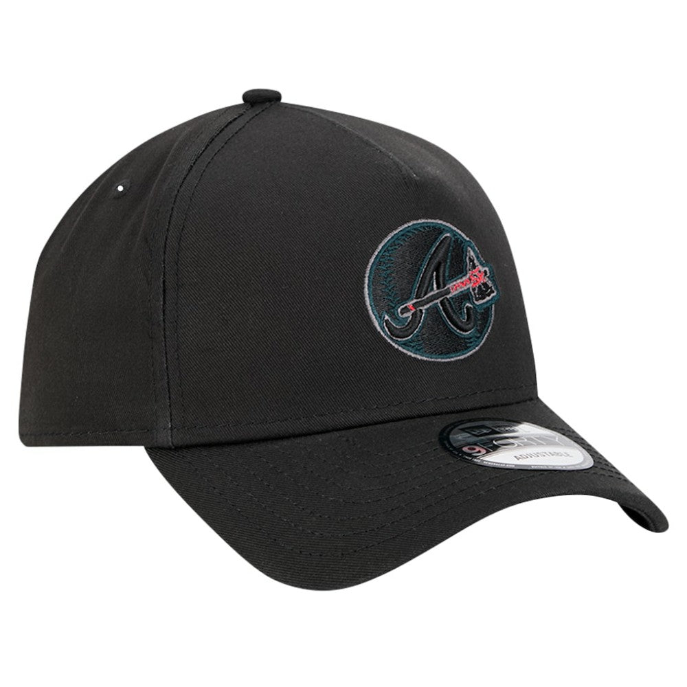 Atlanta Braves Tonal Pop 9FORTY A-Frame Adjustable Hat Black | New Era