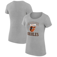 Baltimore Orioles G-III 4Her by Carl Banks Women's Super-Slim Fit Lightweight Team Logo Graphic T-Shirt Heather Gray