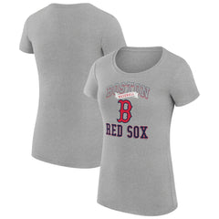 Boston Red Sox G-III 4Her by Carl Banks Women's Super-Slim Fit Lightweight Team Logo Graphic T-Shirt Heather Gray