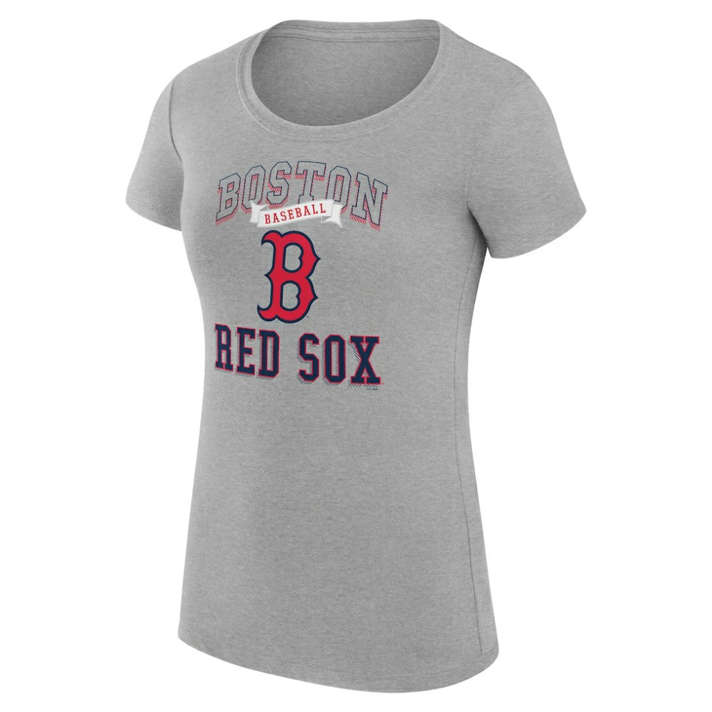 Boston Red Sox G-III 4Her by Carl Banks Women's Super-Slim Fit Lightweight Team Logo Graphic T-Shirt Heather Gray