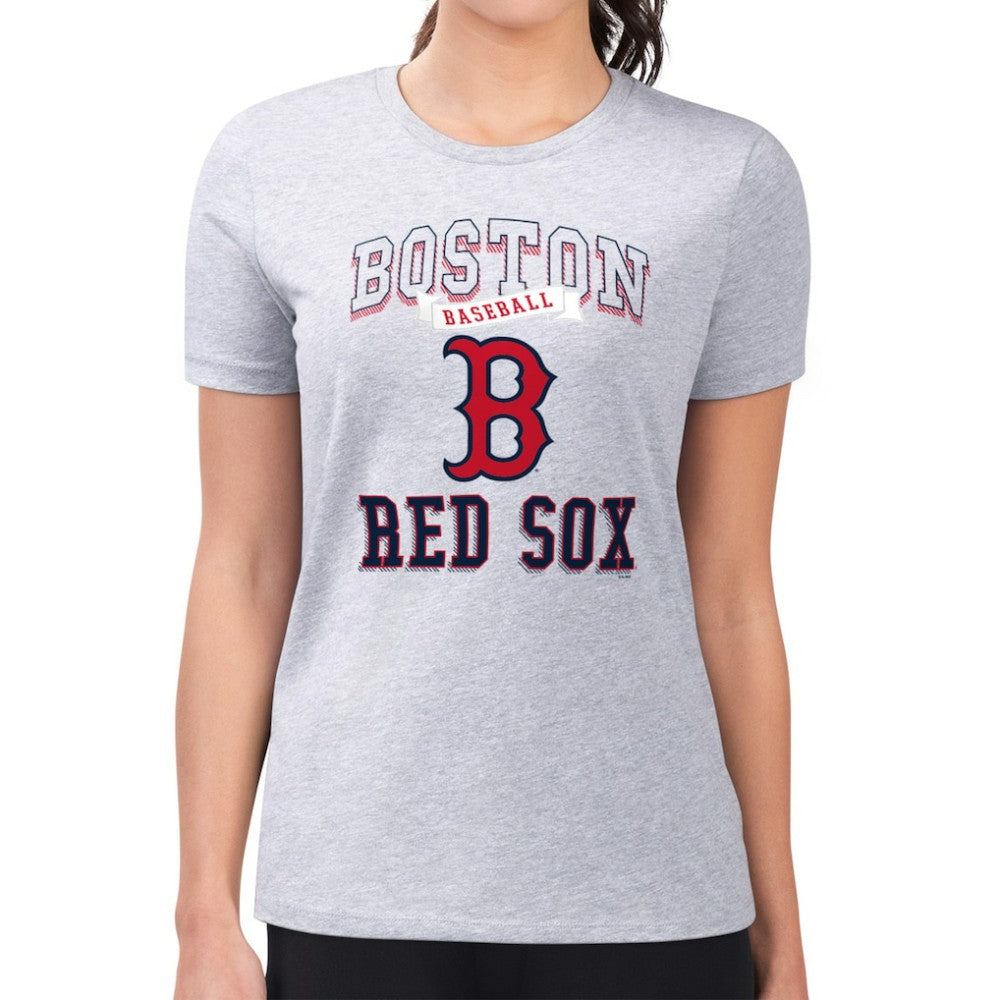 Boston Red Sox G-III 4Her by Carl Banks Women's Super-Slim Fit Lightweight Team Logo Graphic T-Shirt Heather Gray