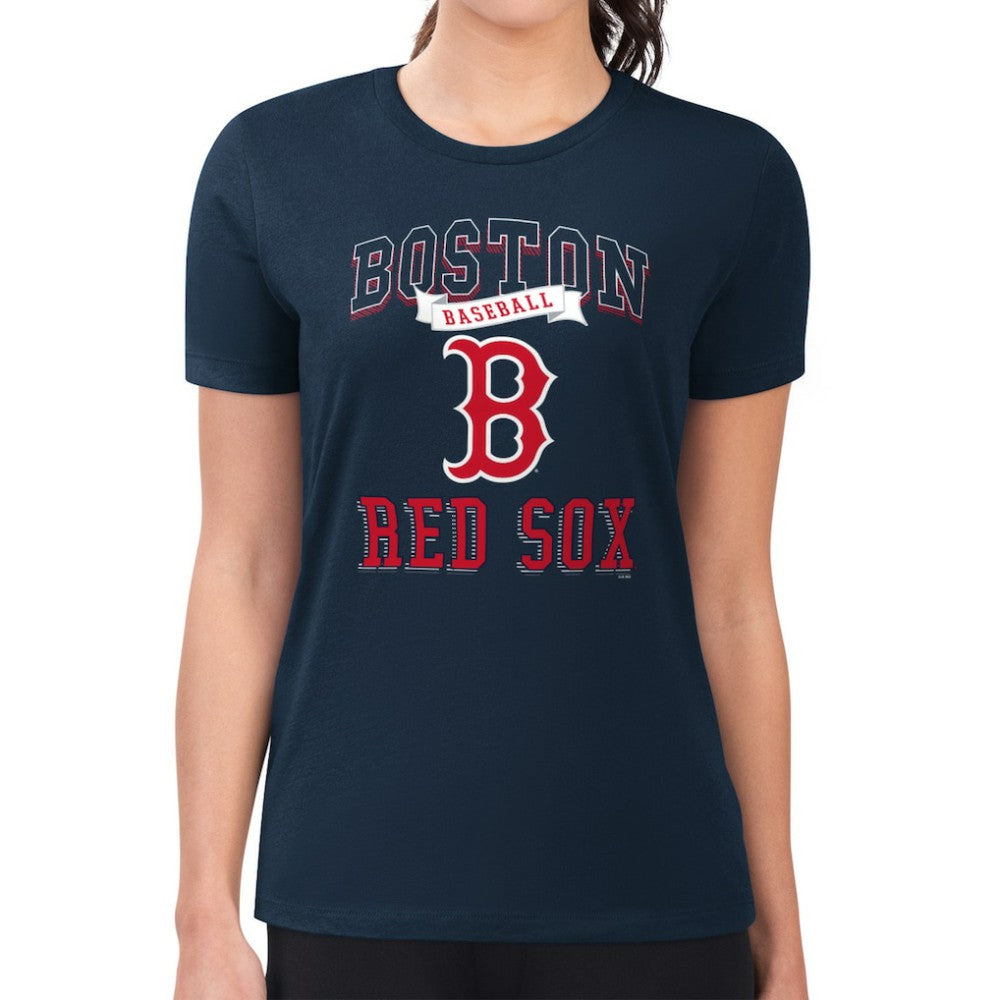 Boston Red Sox G-III 4Her by Carl Banks Women's Super-Slim Fit Lightweight Team Logo Graphic T-Shirt Navy