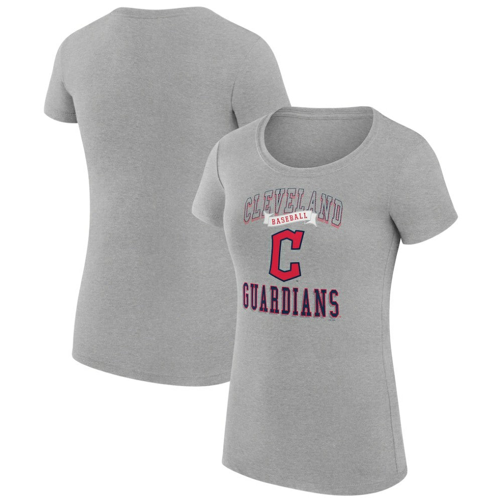 Cleveland Guardians G-III 4Her by Carl Banks Women's Super-Slim Fit Lightweight Team Logo Graphic T-Shirt Heather Gray