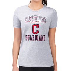 Cleveland Guardians G-III 4Her by Carl Banks Women's Super-Slim Fit Lightweight Team Logo Graphic T-Shirt Heather Gray