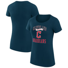 Cleveland Guardians G-III 4Her by Carl Banks Women's Super-Slim Fit Lightweight Team Logo Graphic T-Shirt Navy