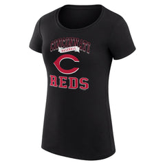 Cincinnati Reds G-III 4Her by Carl Banks Women's Super-Slim Fit Lightweight Team Logo Graphic T-Shirt Black