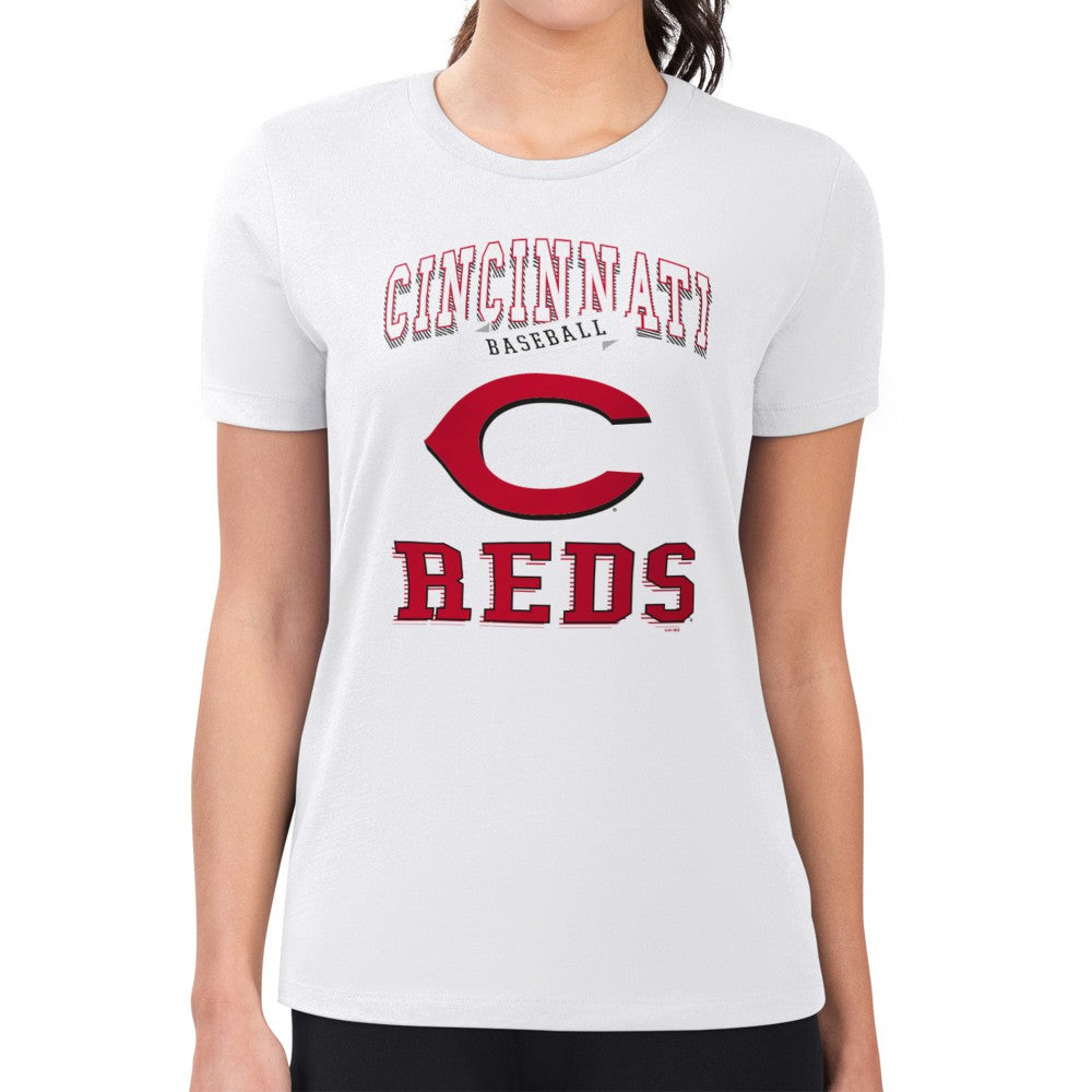 Cincinnati Reds G-III 4Her by Carl Banks Women's Super-Slim Fit Lightweight Team Logo Graphic T-Shirt White