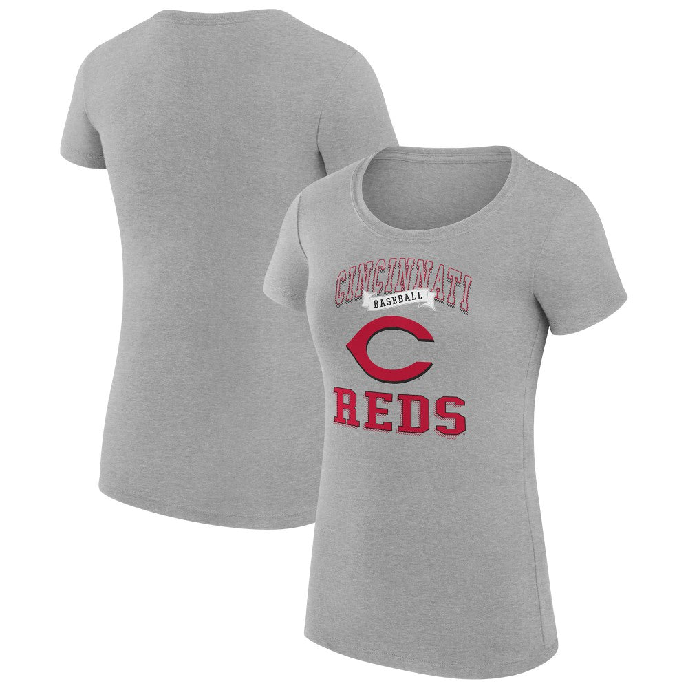Cincinnati Reds G-III 4Her by Carl Banks Women's Super-Slim Fit Lightweight Team Logo Graphic T-Shirt Heather Gray