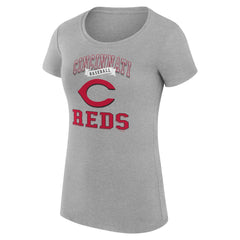Cincinnati Reds G-III 4Her by Carl Banks Women's Super-Slim Fit Lightweight Team Logo Graphic T-Shirt Heather Gray