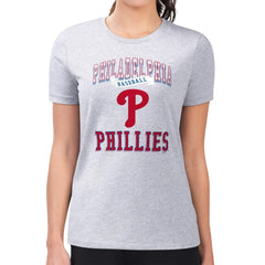 Philadelphia Phillies G-III 4Her by Carl Banks Women's Super-Slim Fit Lightweight Team Logo Graphic T-Shirt Heather Gray
