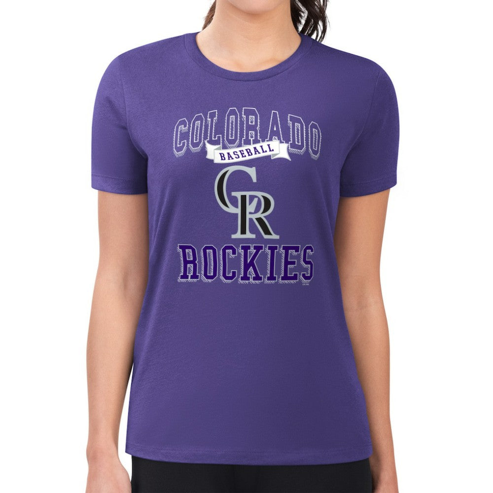 Colorado Rockies G-III 4Her by Carl Banks Women's Super-Slim Fit Lightweight Team Logo Graphic T-Shirt Purple