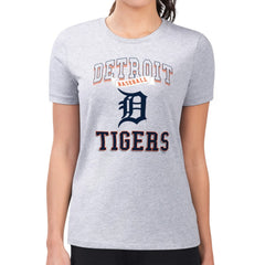 Detroit Tigers G-III 4Her by Carl Banks Women's Super-Slim Fit Lightweight Team Logo Graphic T-Shirt Heather Gray