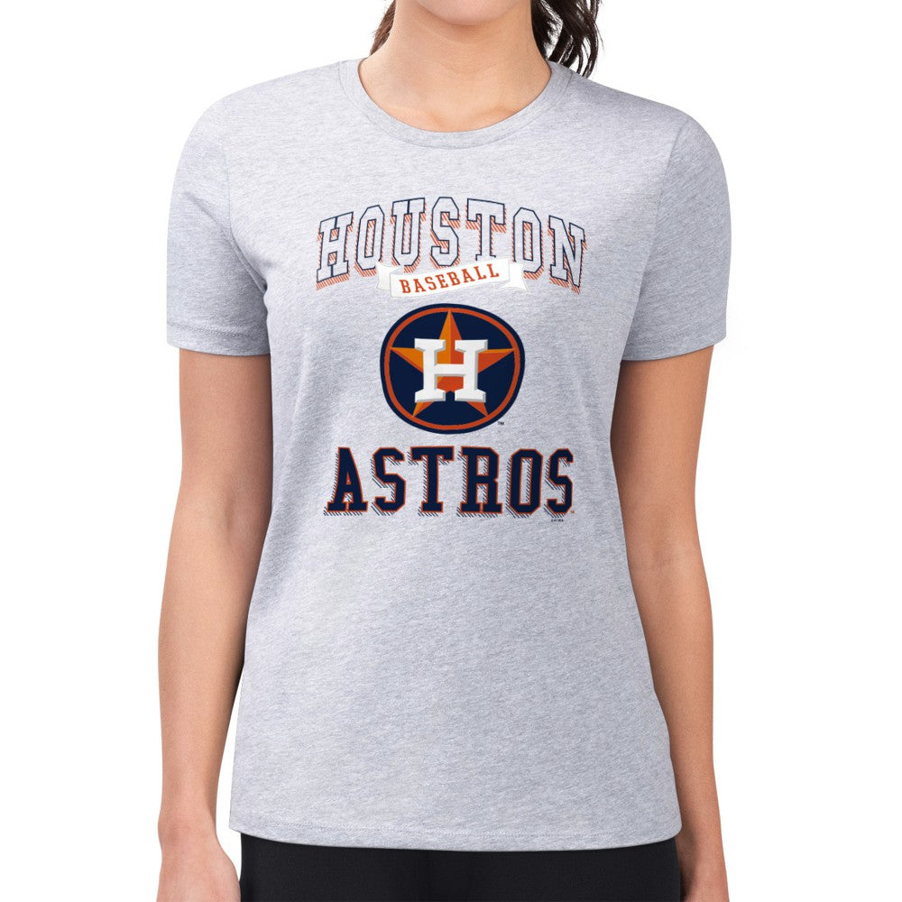Houston Astros G-III 4Her by Carl Banks Women's Super-Slim Fit Lightweight Team Logo Graphic T-Shirt Heather Gray