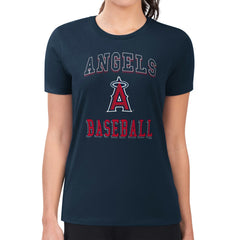 Los Angeles Angels G-III 4Her by Carl Banks Women's Super-Slim Fit Lightweight Team Logo Graphic T-Shirt Navy