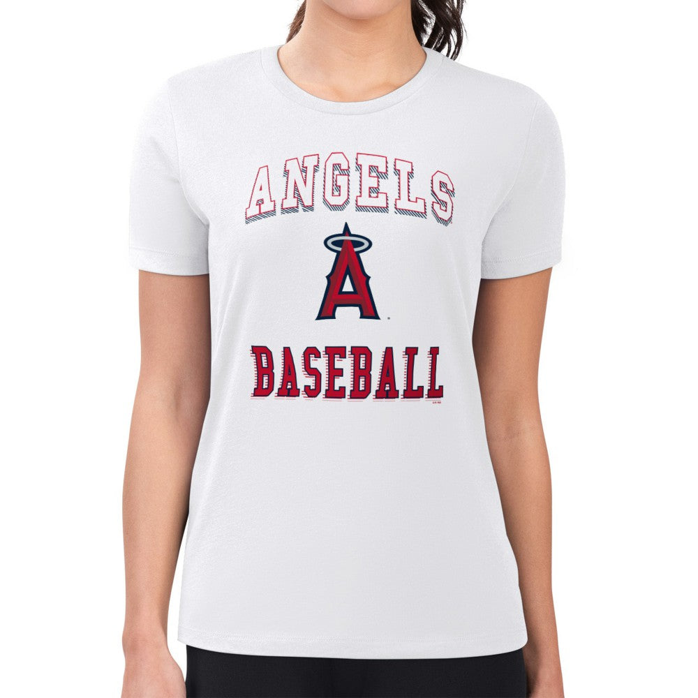 Los Angeles Angels G-III 4Her by Carl Banks Women's Super-Slim Fit Lightweight Team Logo Graphic T-Shirt White