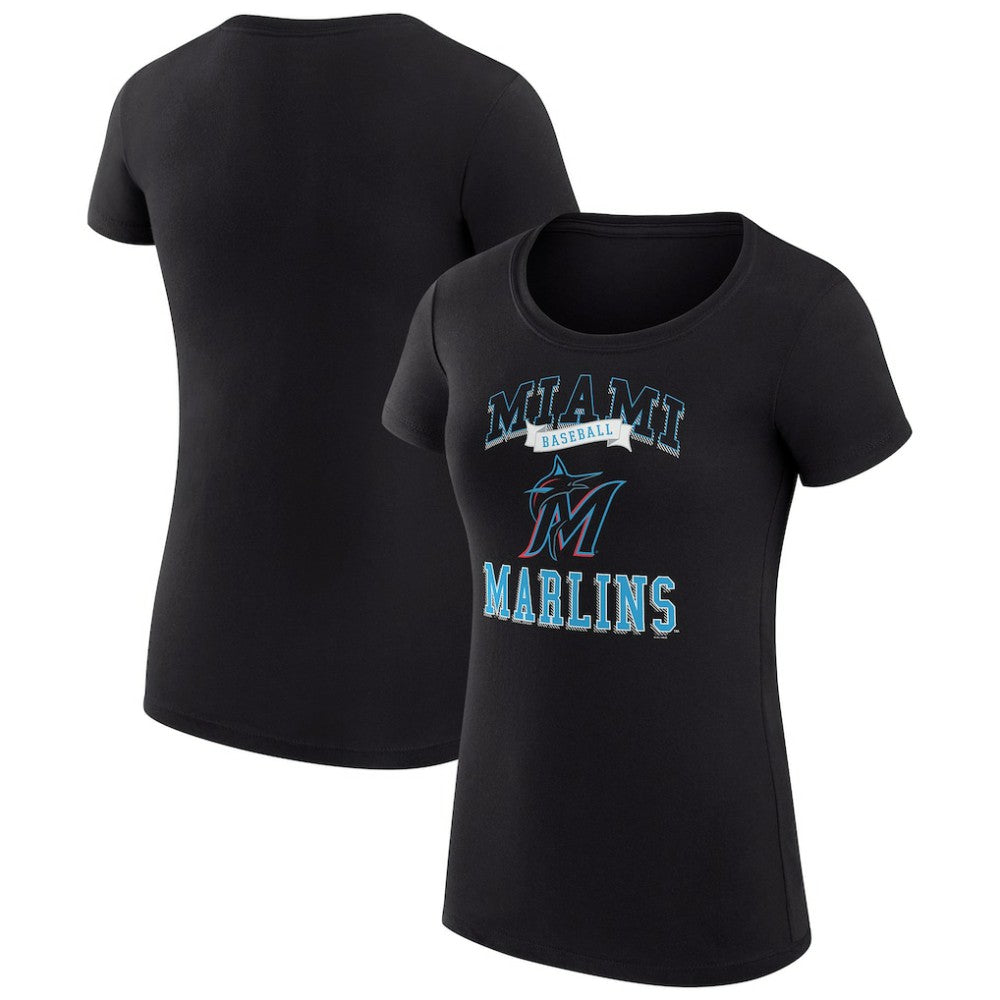 Miami Marlins G-III 4Her by Carl Banks Women's Super-Slim Fit Lightweight Team Logo Graphic T-Shirt Black