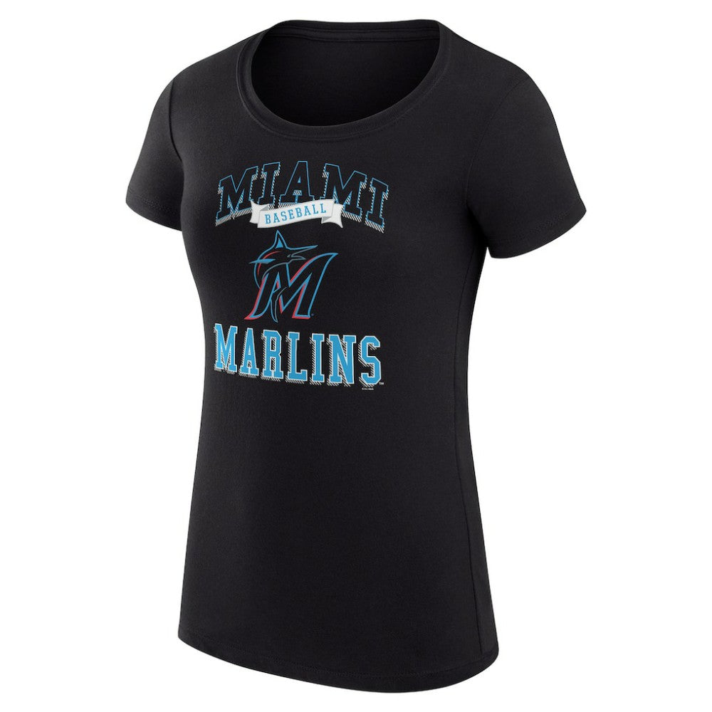 Miami Marlins G-III 4Her by Carl Banks Women's Super-Slim Fit Lightweight Team Logo Graphic T-Shirt Black
