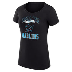 Miami Marlins G-III 4Her by Carl Banks Women's Super-Slim Fit Lightweight Team Logo Graphic T-Shirt Black