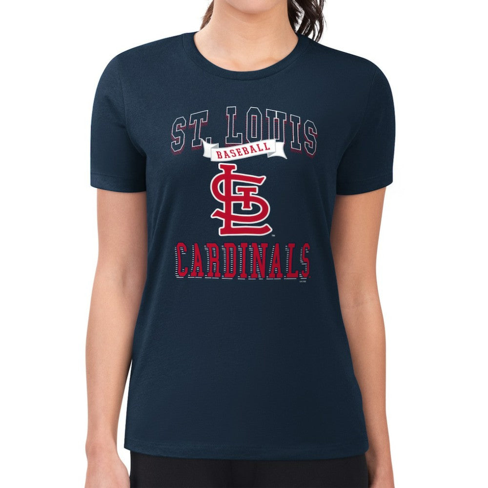 St. Louis Cardinals G-III 4Her by Carl Banks Women's Super-Slim Fit Lightweight Team Logo Graphic T-Shirt Navy