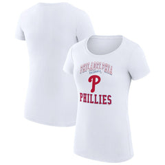 Philadelphia Phillies G-III 4Her by Carl Banks Women's Super-Slim Fit Lightweight Team Logo Graphic T-Shirt White
