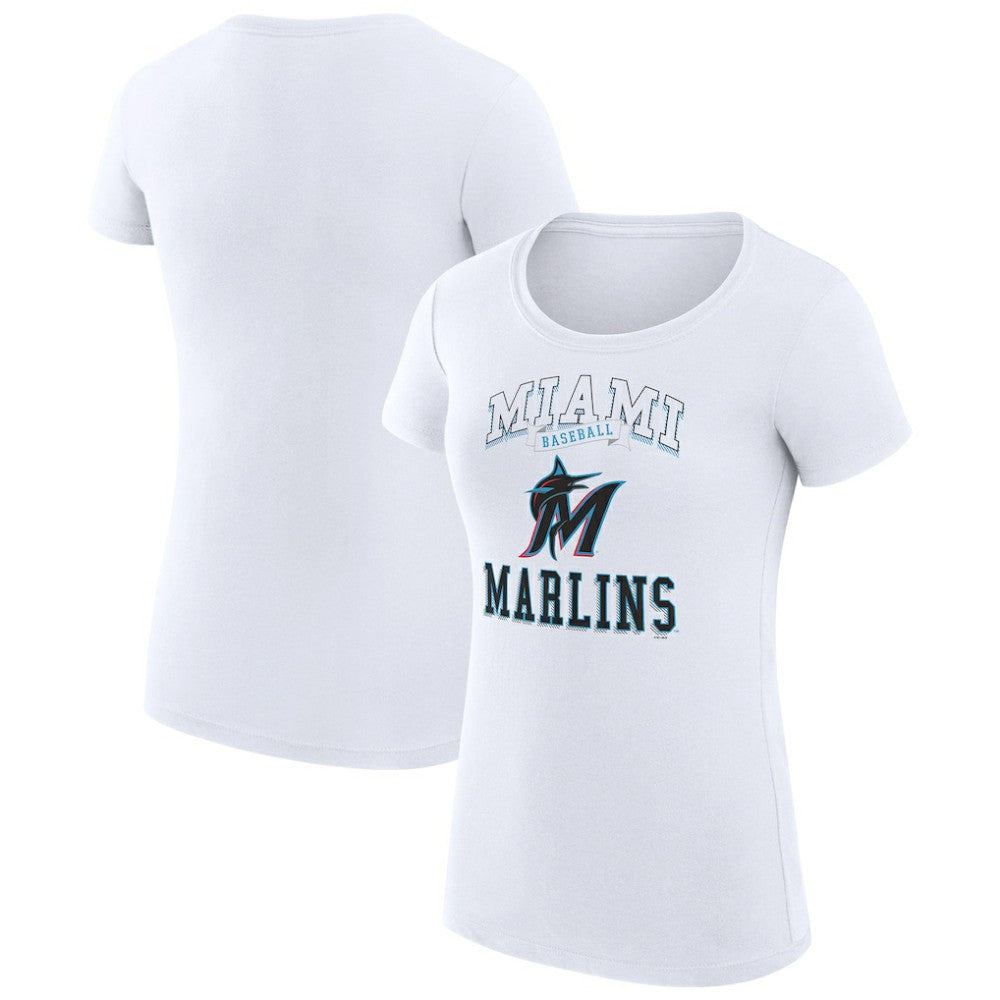 Miami Marlins G-III 4Her by Carl Banks Women's Super-Slim Fit Lightweight Team Logo Graphic T-Shirt White