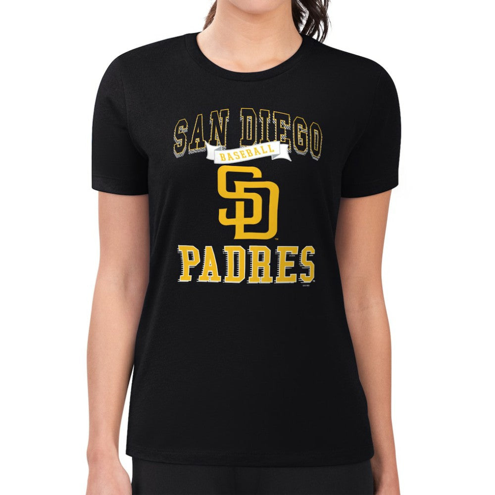 San Diego Padres G-III 4Her by Carl Banks Women's Super-Slim Fit Lightweight Team Logo Graphic T-Shirt Black
