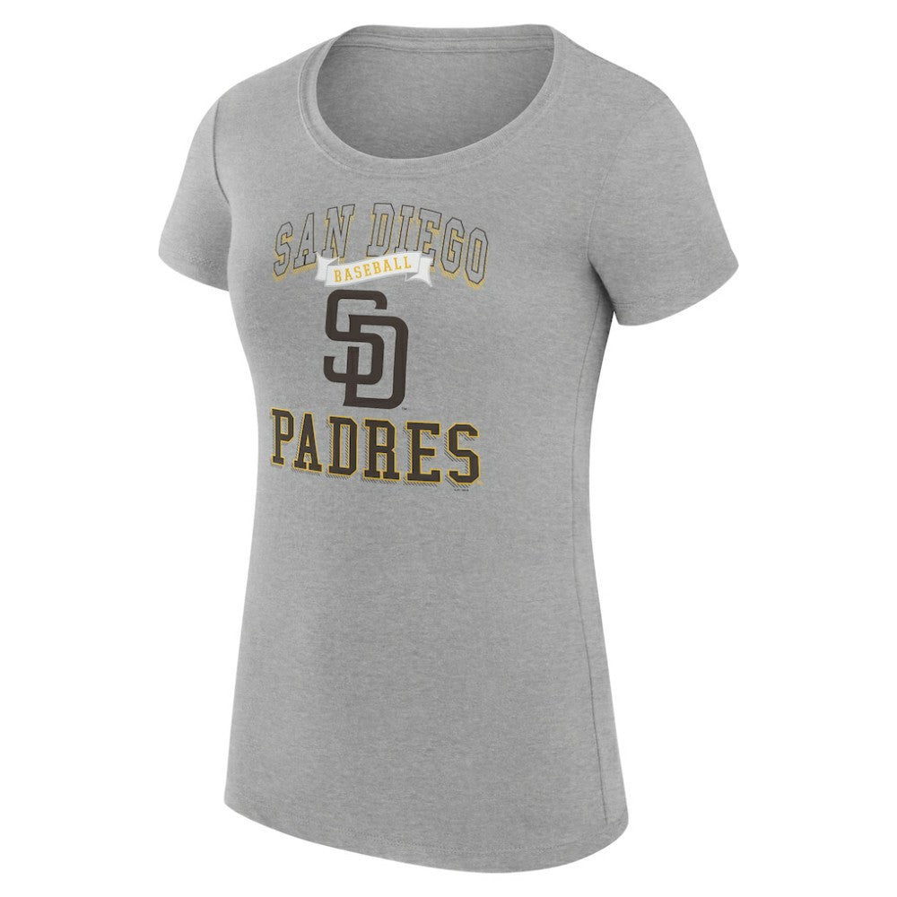 San Diego Padres G-III 4Her by Carl Banks Women's Super-Slim Fit Lightweight Team Logo Graphic T-Shirt Heather Gray