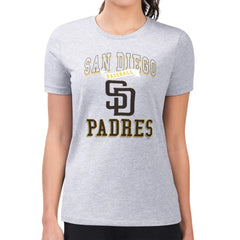 San Diego Padres G-III 4Her by Carl Banks Women's Super-Slim Fit Lightweight Team Logo Graphic T-Shirt Heather Gray