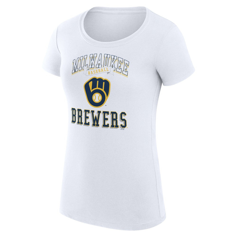 Milwaukee Brewers G-III 4Her by Carl Banks Women's Super-Slim Fit Lightweight Team Logo Graphic T-Shirt White