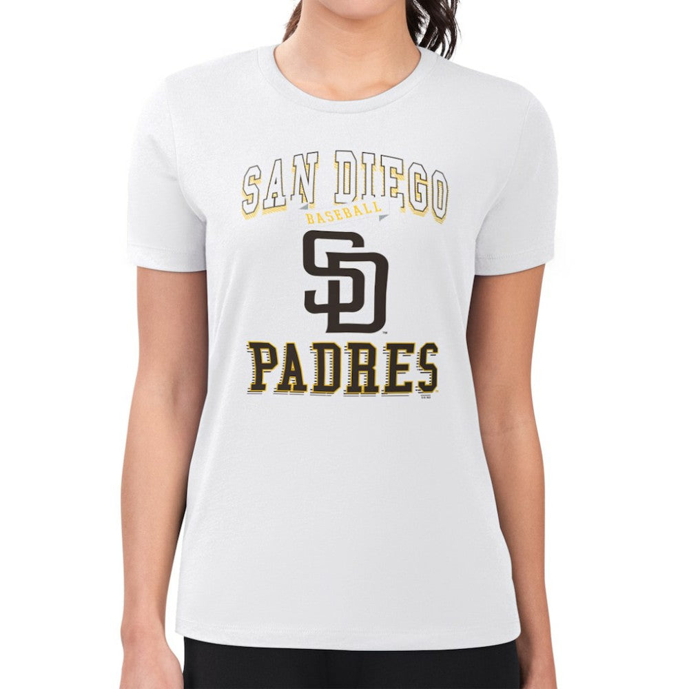 San Diego Padres G-III 4Her by Carl Banks Women's Super-Slim Fit Lightweight Team Logo Graphic T-Shirt White