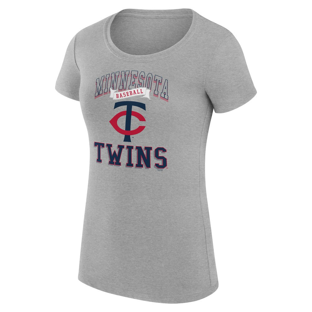 Minnesota Twins G-III 4Her by Carl Banks Women's Super-Slim Fit Lightweight Team Logo Graphic T-Shirt Heather Gray
