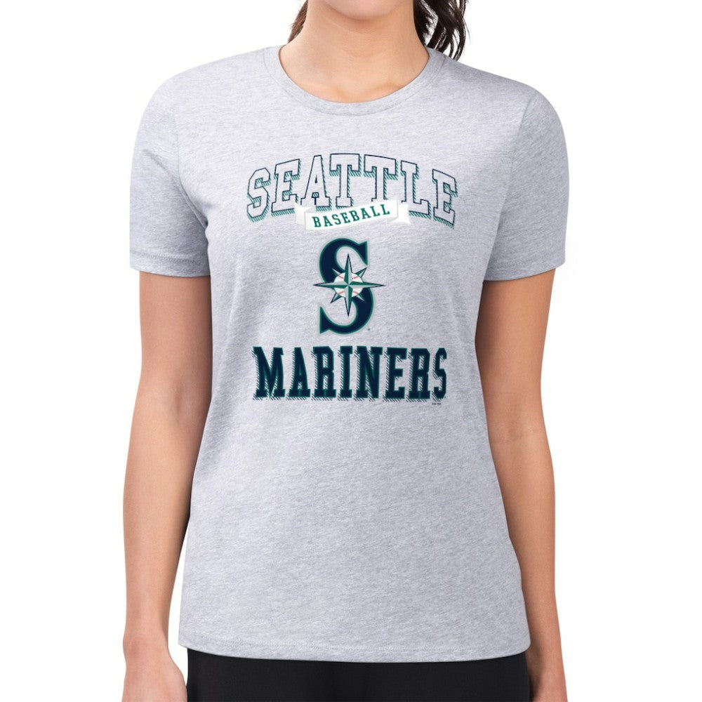 Seattle Mariners G-III 4Her by Carl Banks Women's Super-Slim Fit Lightweight Team Logo Graphic T-Shirt Heather Gray
