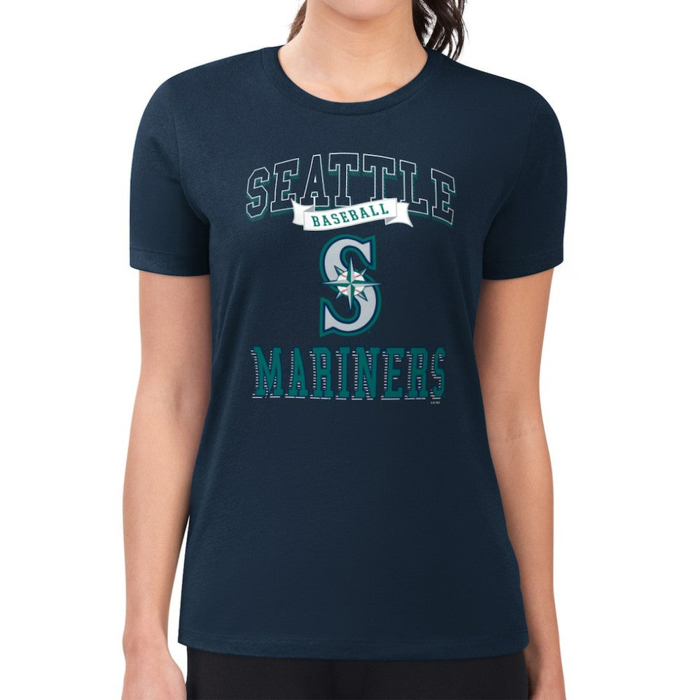 Seattle Mariners G-III 4Her by Carl Banks Women's Super-Slim Fit Lightweight Team Logo Graphic T-Shirt Navy
