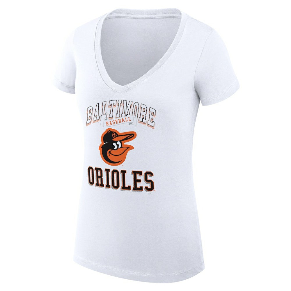 Baltimore Orioles G-III 4Her by Carl Banks Women's Super-Slim Fit Lightweight Team Logo Graphic V-Neck T-Shirt White