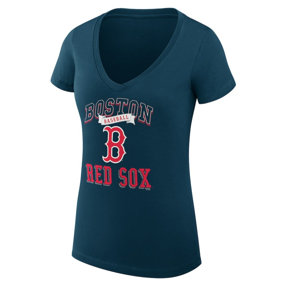 Boston Red Sox G-III 4Her by Carl Banks Women's Super-Slim Fit Lightweight Team Logo Graphic V-Neck T-Shirt Navy