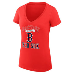 Boston Red Sox G-III 4Her by Carl Banks Women's Super-Slim Fit Lightweight Team Logo Graphic V-Neck T-Shirt Red