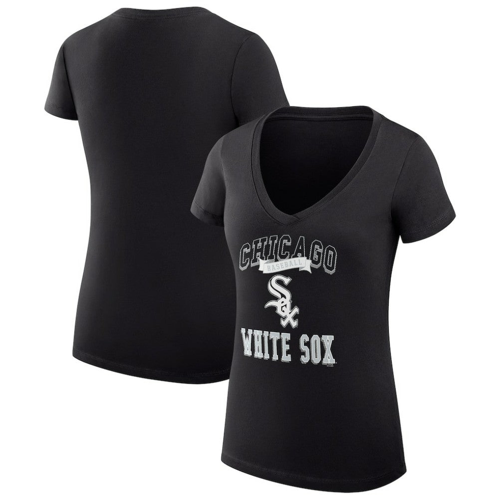 Chicago White Sox G-III 4Her by Carl Banks Women's Super-Slim Fit Lightweight Team Logo Graphic V-Neck T-Shirt Black